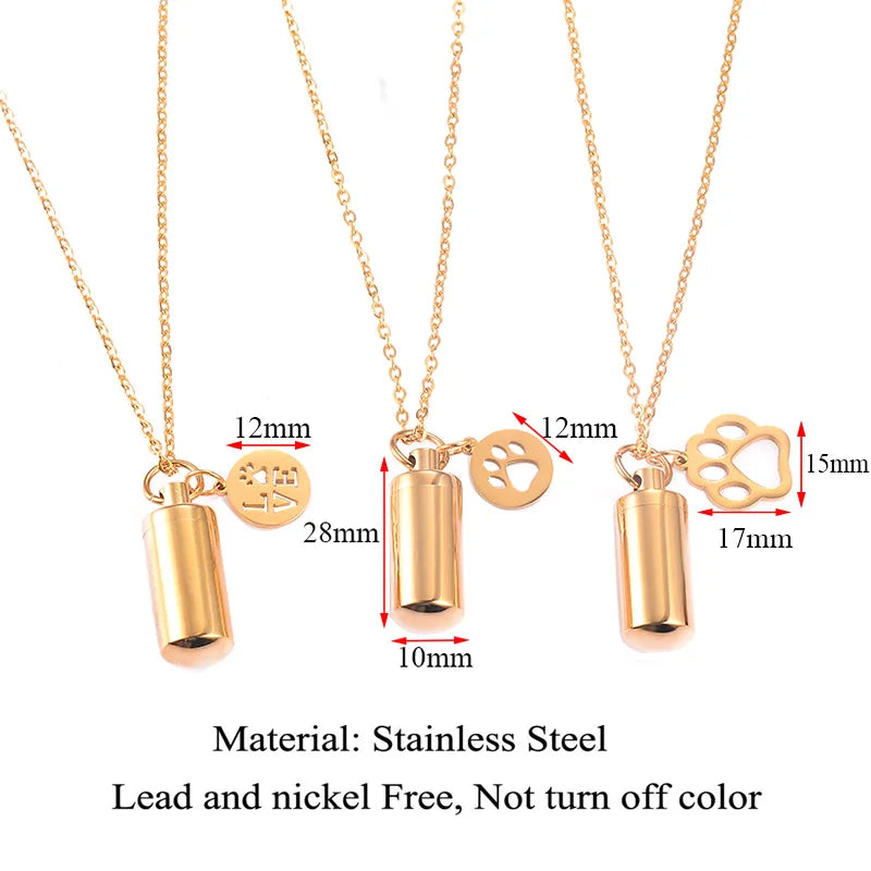 Pet Dog Paw Charm & Cylinder Memorial
