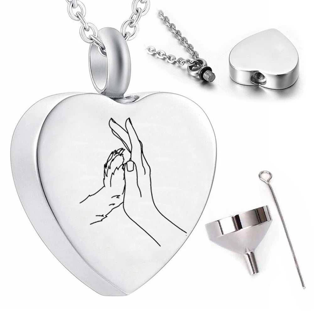 Heart pendant necklace pet ashes
