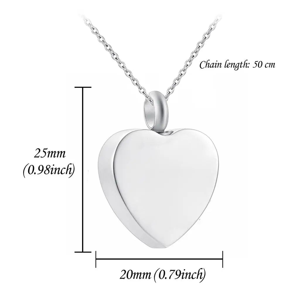 Heart pendant necklace pet ashes