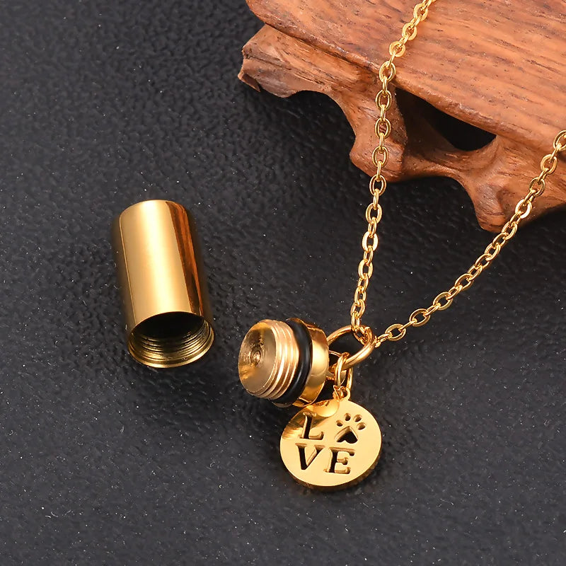 Pet Dog Paw Charm & Cylinder Memorial