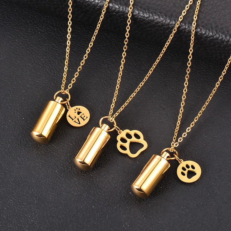 Pet Dog Paw Charm & Cylinder Memorial