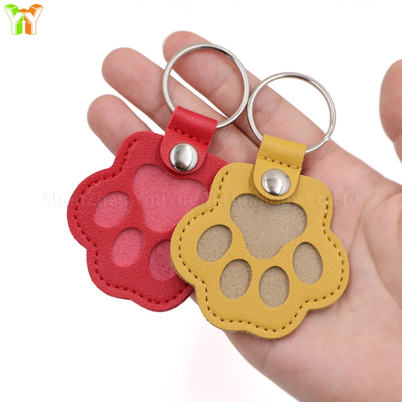 Leather Memorial Pet Hair Storage  Keychain