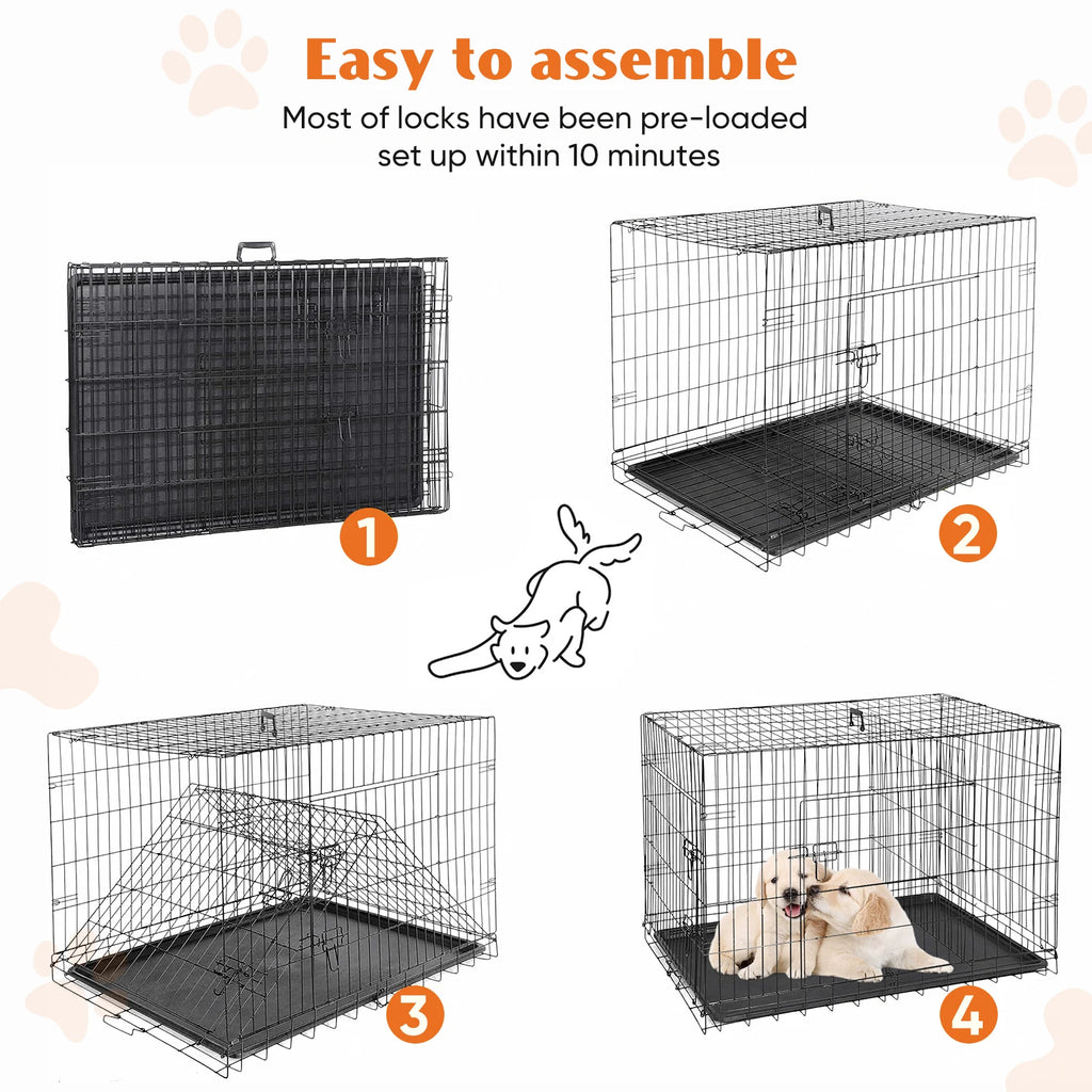 Double Door Metal Wire Dog Cage