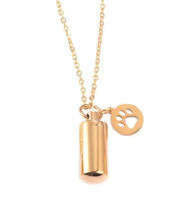 Pet Dog Paw Charm & Cylinder Memorial