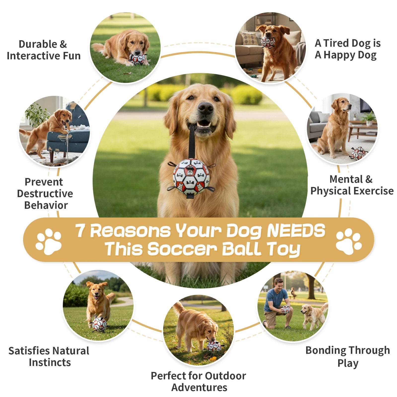 Soccer Ball with Handles Chew Resistant