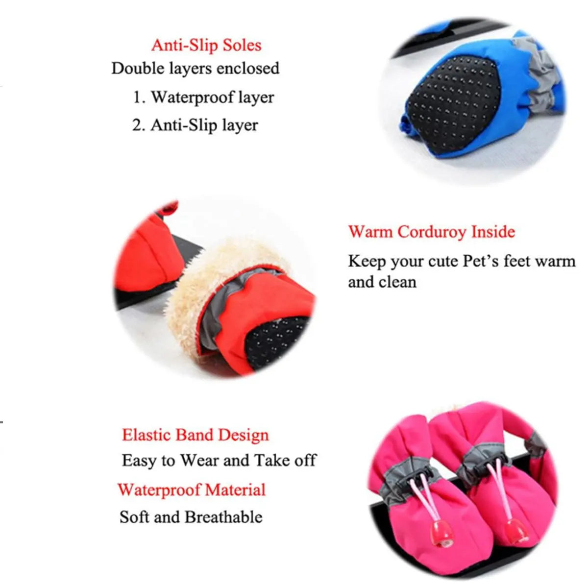 Pet Winter Boots Paw Protectors, Anti-Slip Rubber