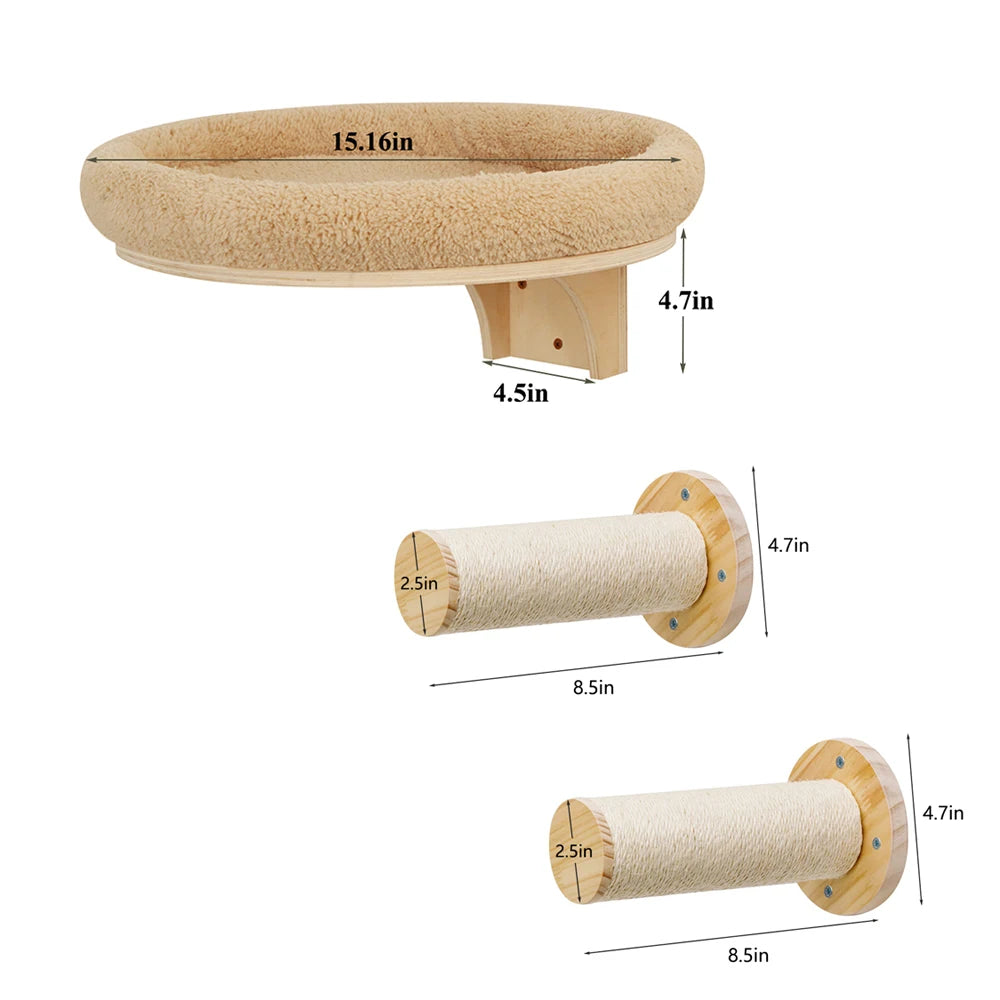 Cat Wall Mounted Hammock with Scratching Post