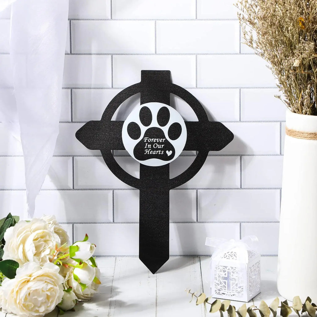 Metal Pet Memorial Stake with Paw Print