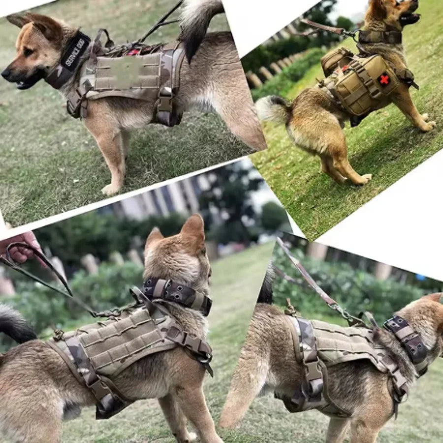 Tactical Dog Harness Leash Collar