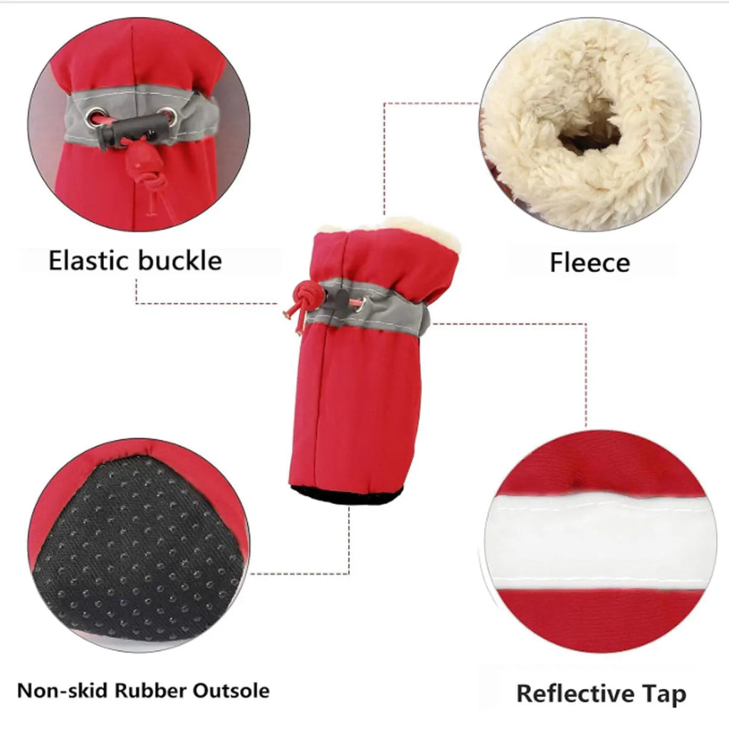 Pet Winter Boots Paw Protectors, Anti-Slip Rubber