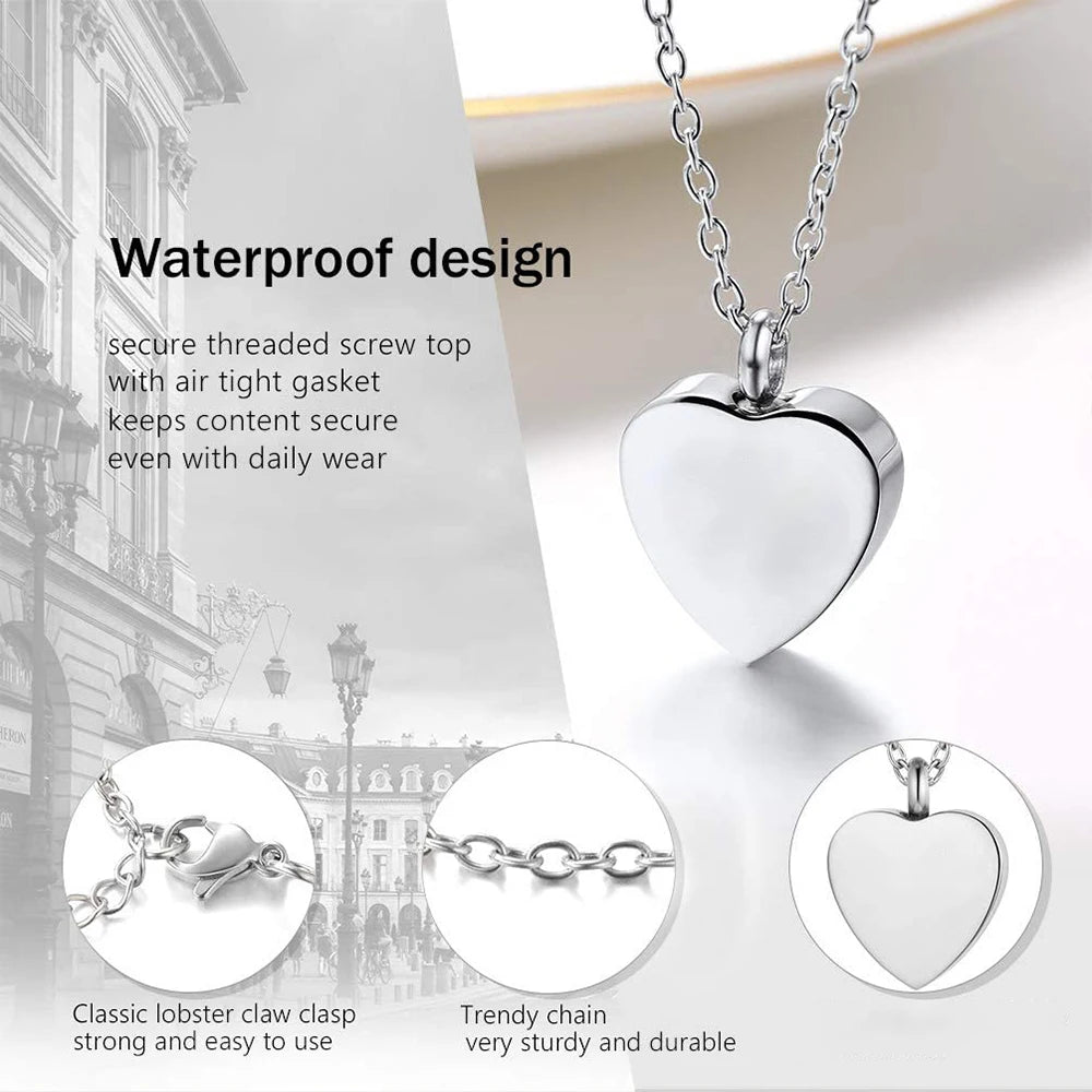 Heart pendant necklace pet ashes
