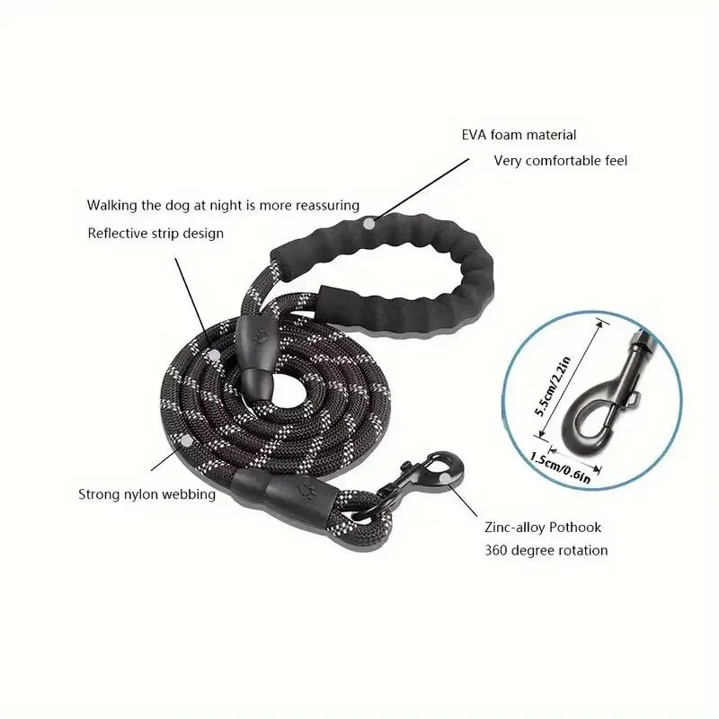 Reflective Dog Leash With Padded Handle -