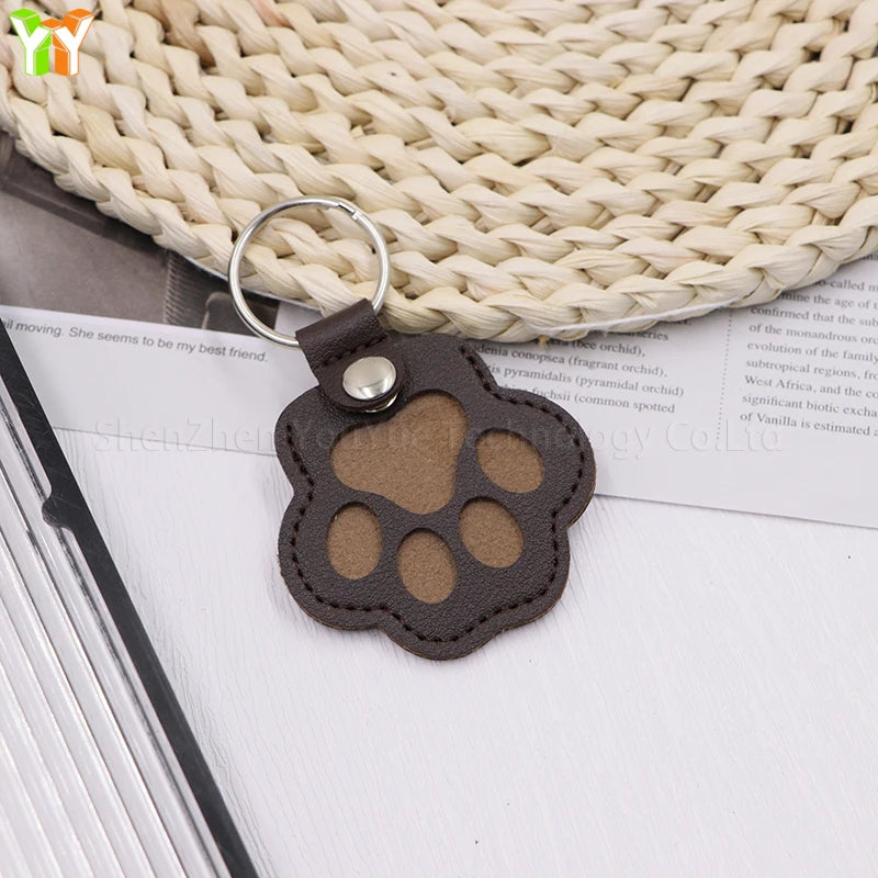 Leather Memorial Pet Hair Storage  Keychain