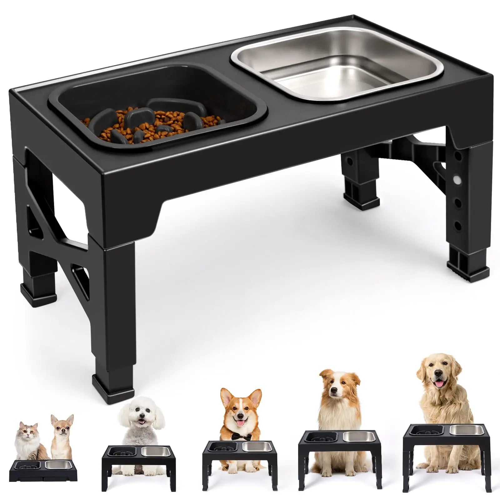 Elevated Slow Feeder Dog Bowls,