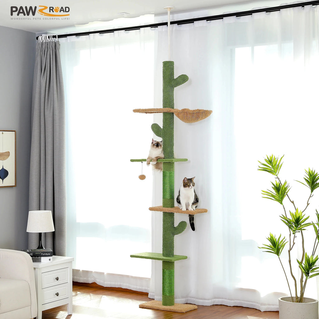 5-Tier Floor to Ceiling Cat Tower Tree with Scratching Post