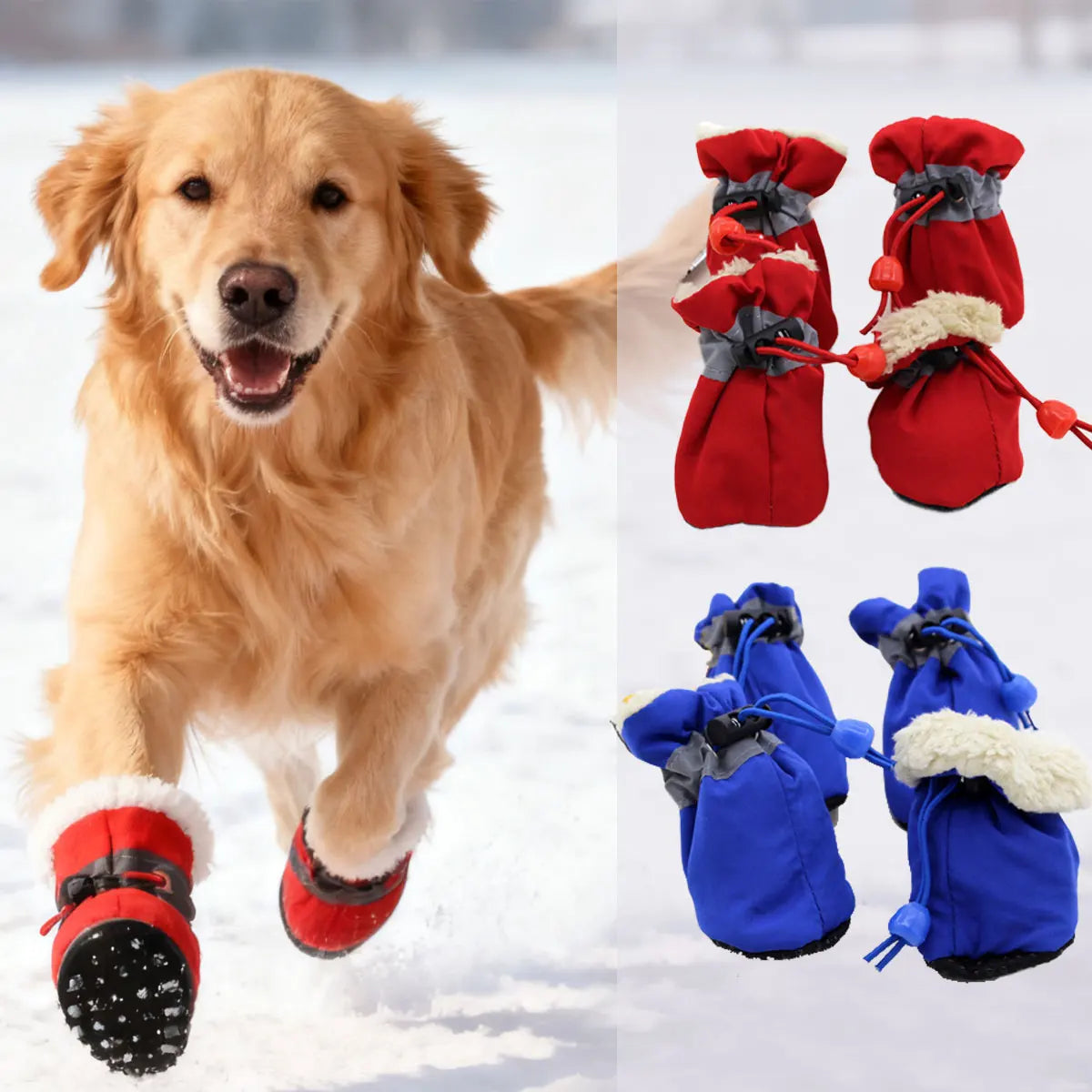 Pet Winter Boots Paw Protectors, Anti-Slip Rubber