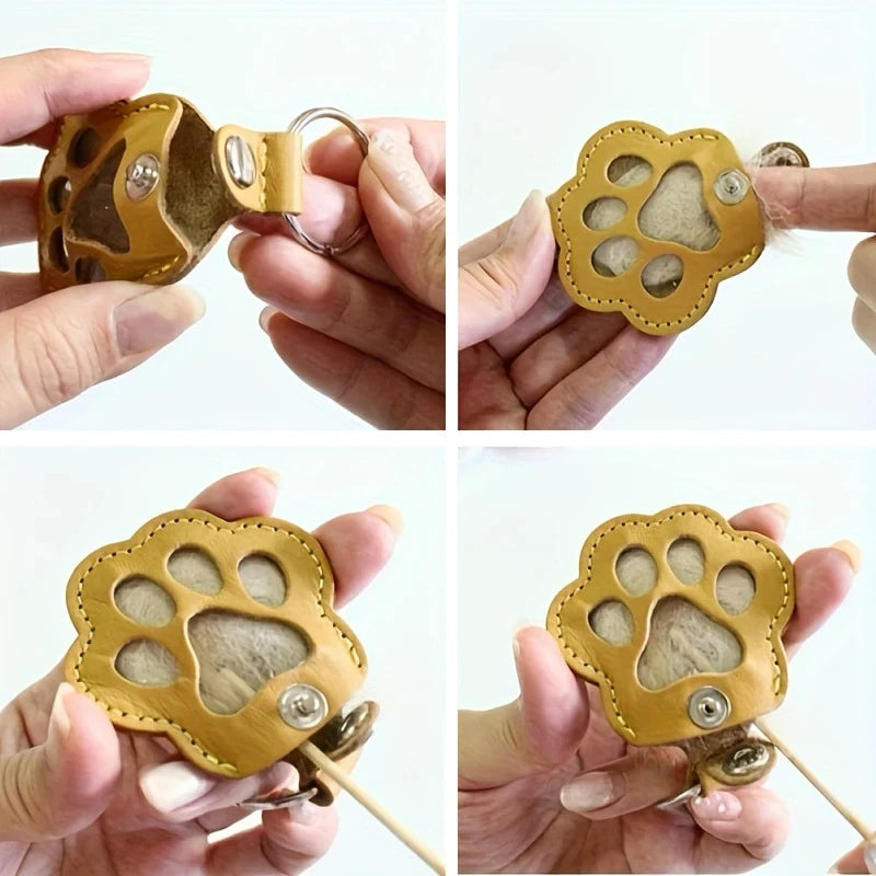 Leather Memorial Pet Hair Storage  Keychain