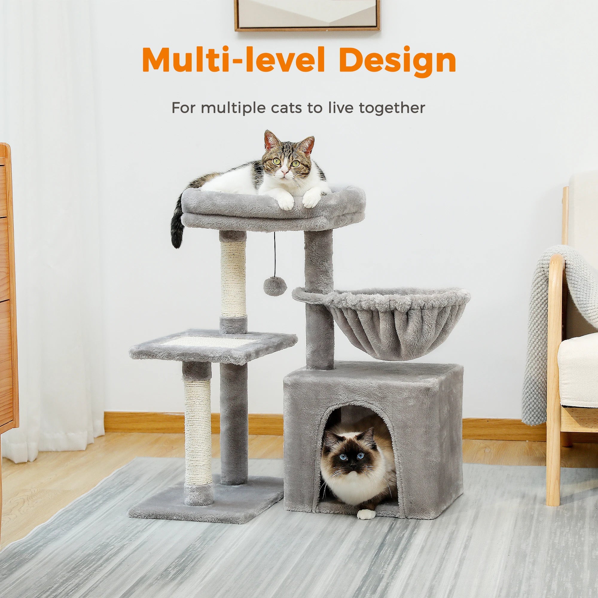 Cat Tree Tower with Natural Scratching Post