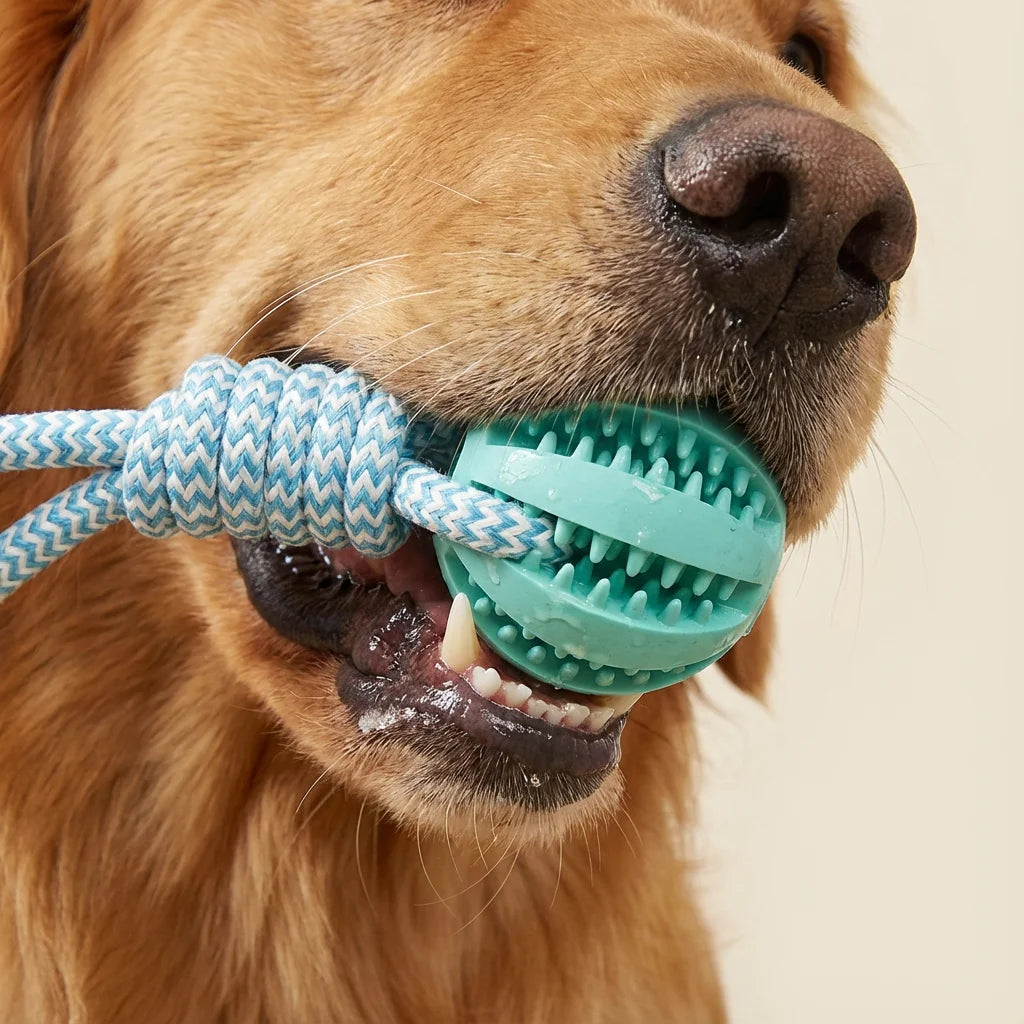 Cotton Rope & Rubber Chew Ball,