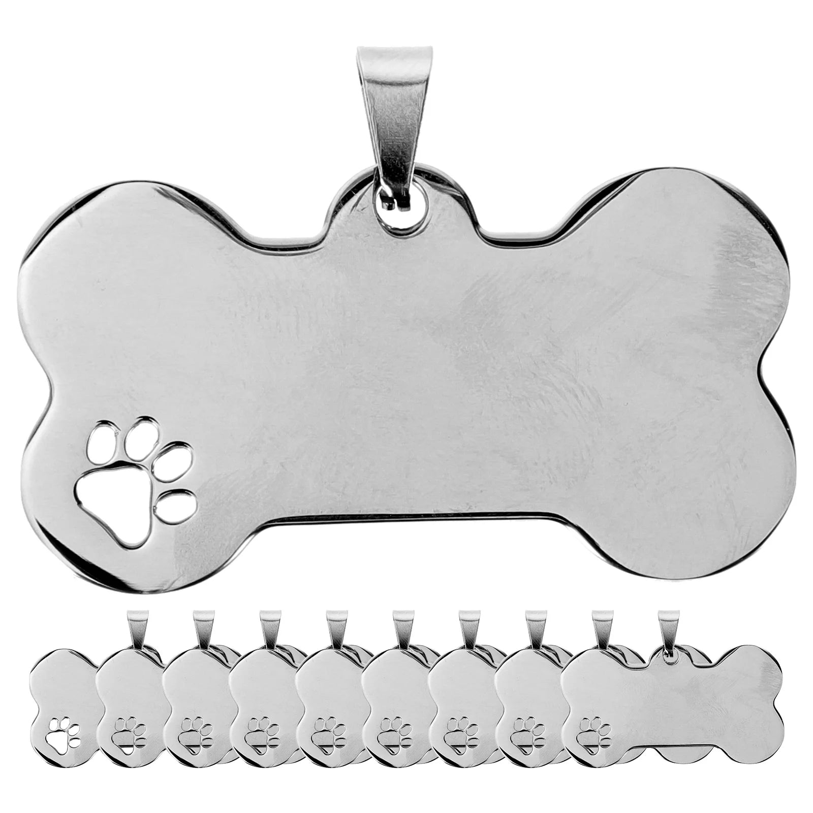 Engraved Stainless Steel Dog Tags bone shaped
