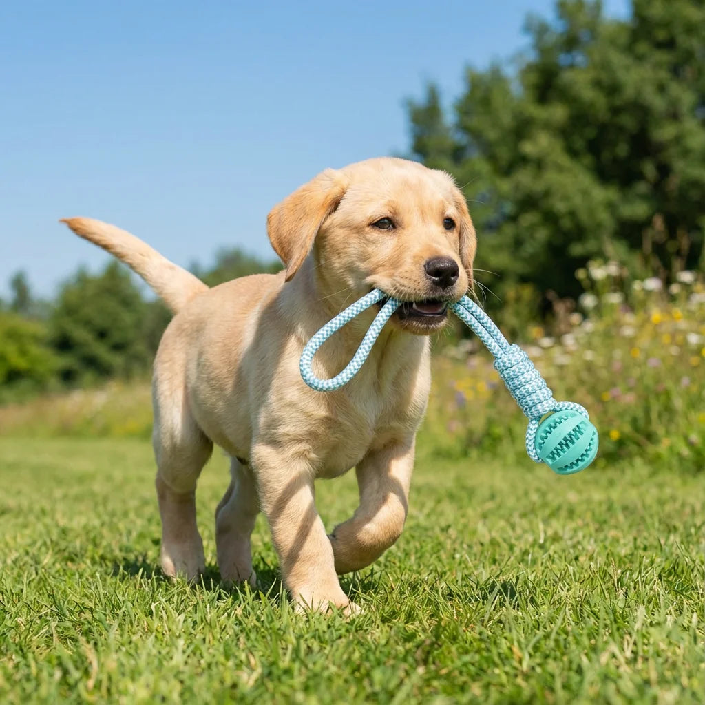 Cotton Rope & Rubber Chew Ball,