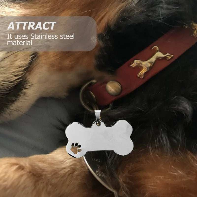 Engraved Stainless Steel Dog Tags bone shaped