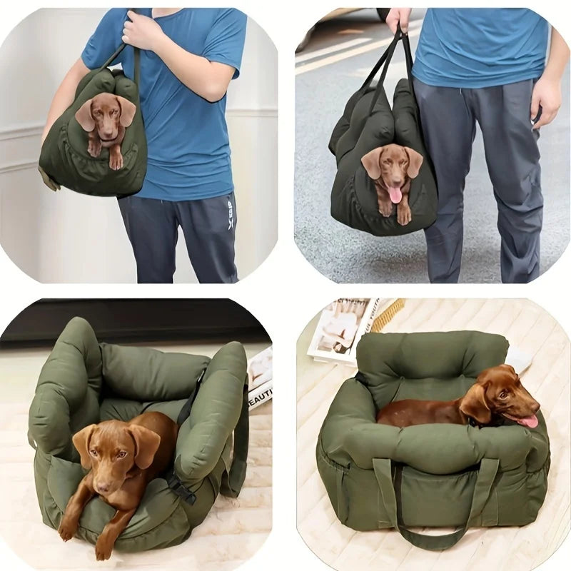 Dog Car Seat with Safety Belt and Secure Straps