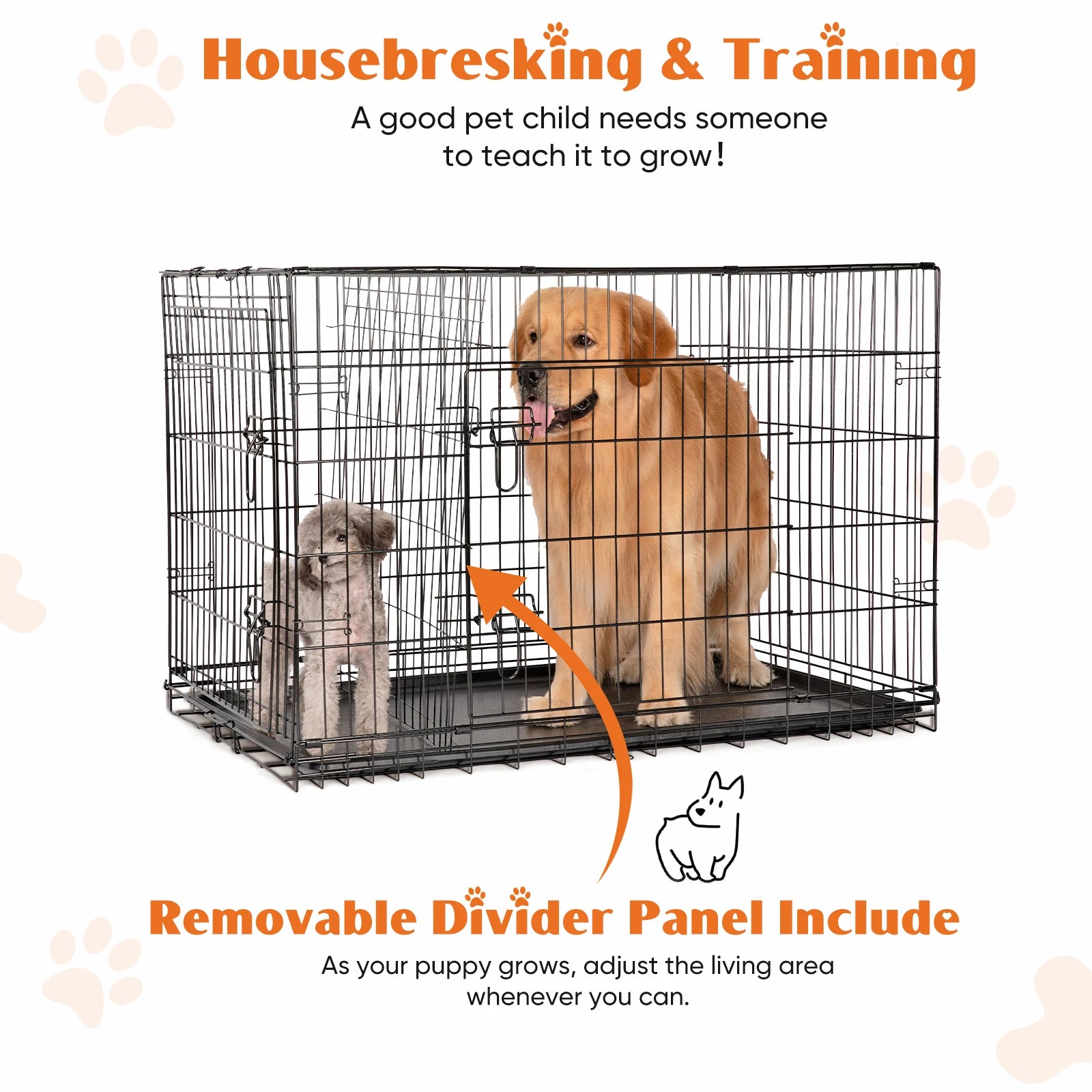 Double Door Metal Wire Dog Cage