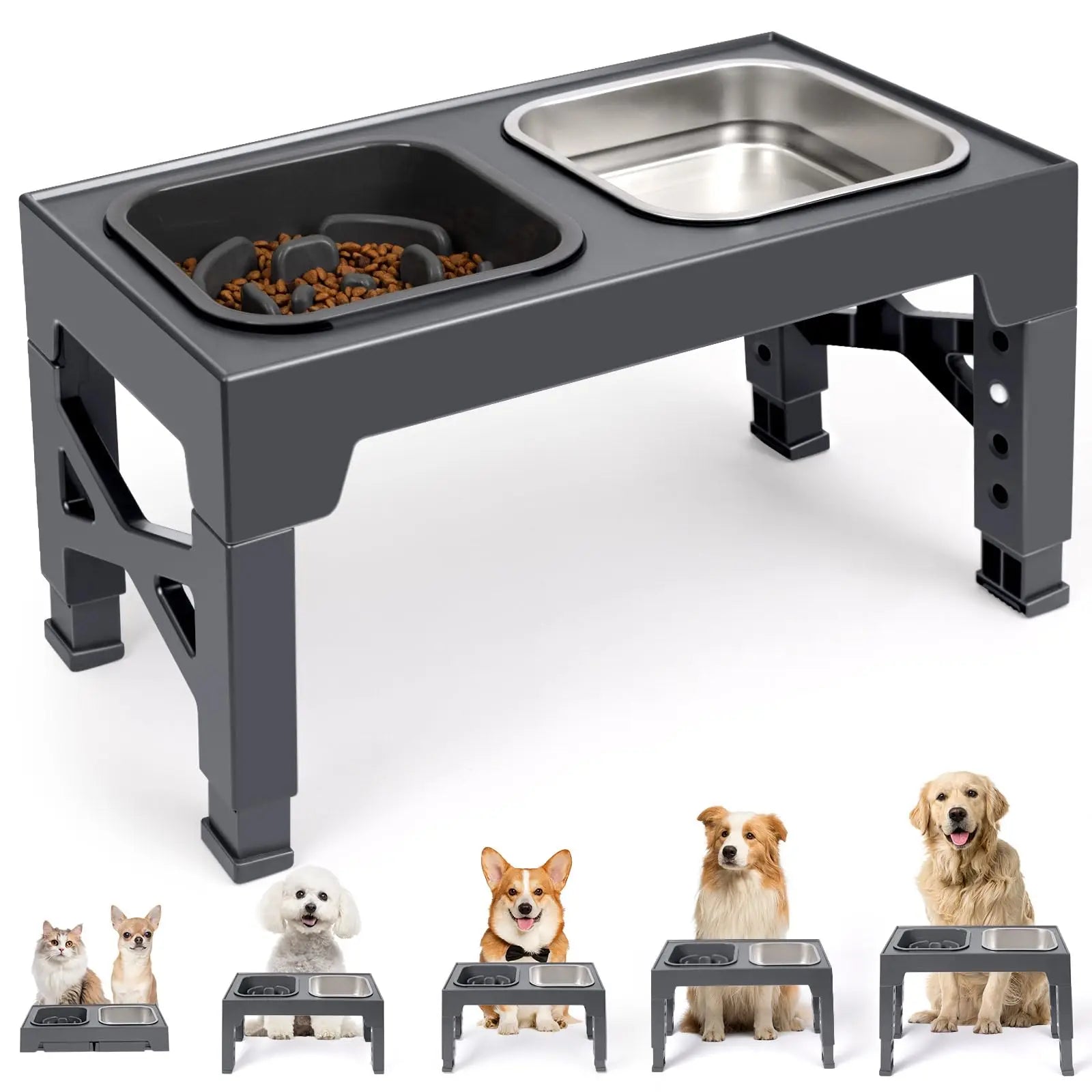 Elevated Slow Feeder Dog Bowls,