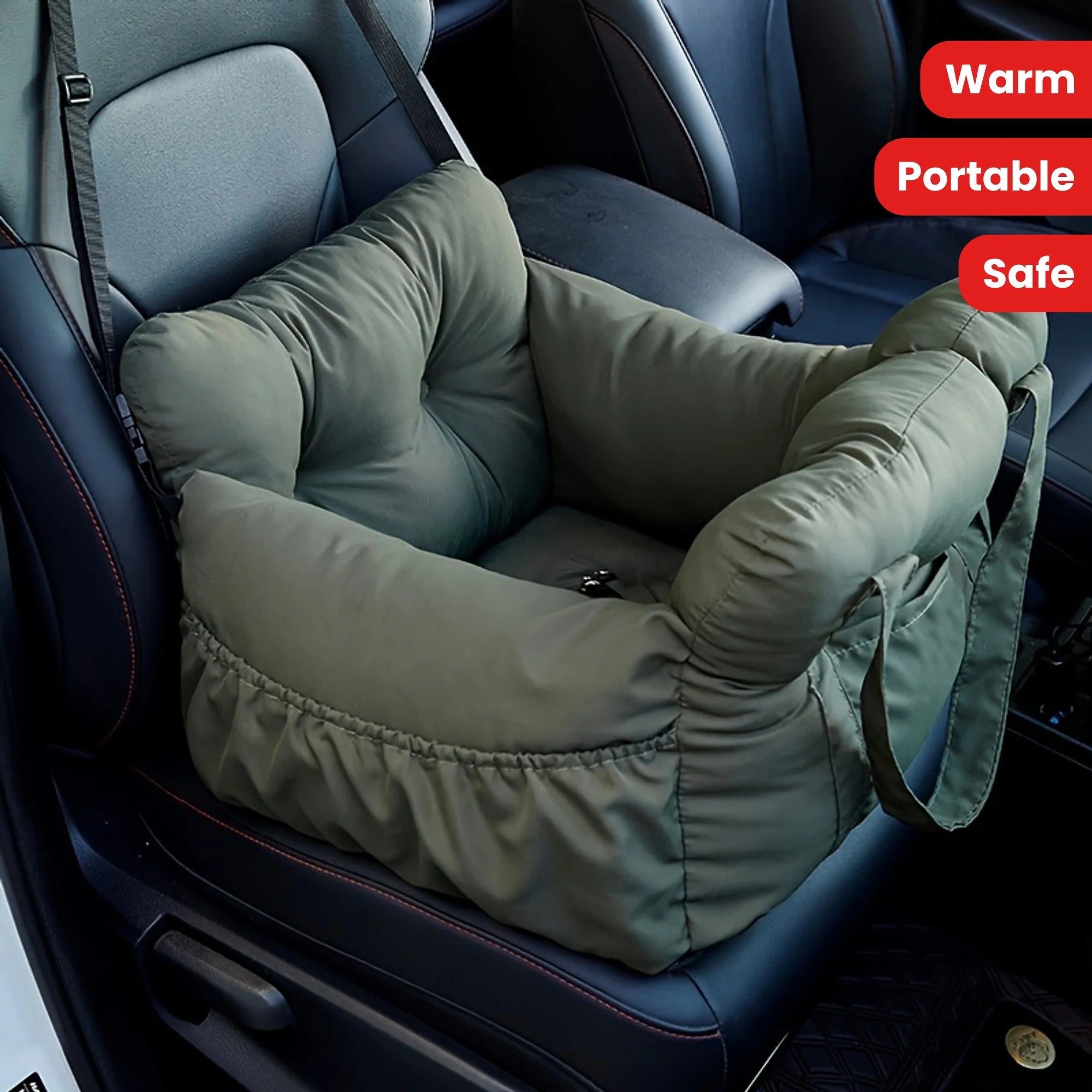 Dog Car Seat with Safety Belt and Secure Straps