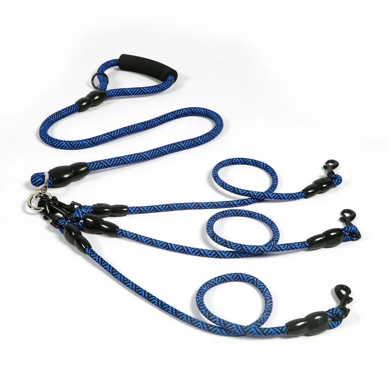 Nylon Weave Three Heads Safety Dog Lead Leash Foam Handle