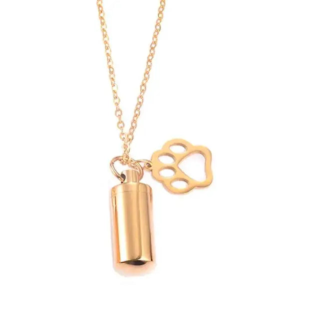 Pet Dog Paw Charm & Cylinder Memorial