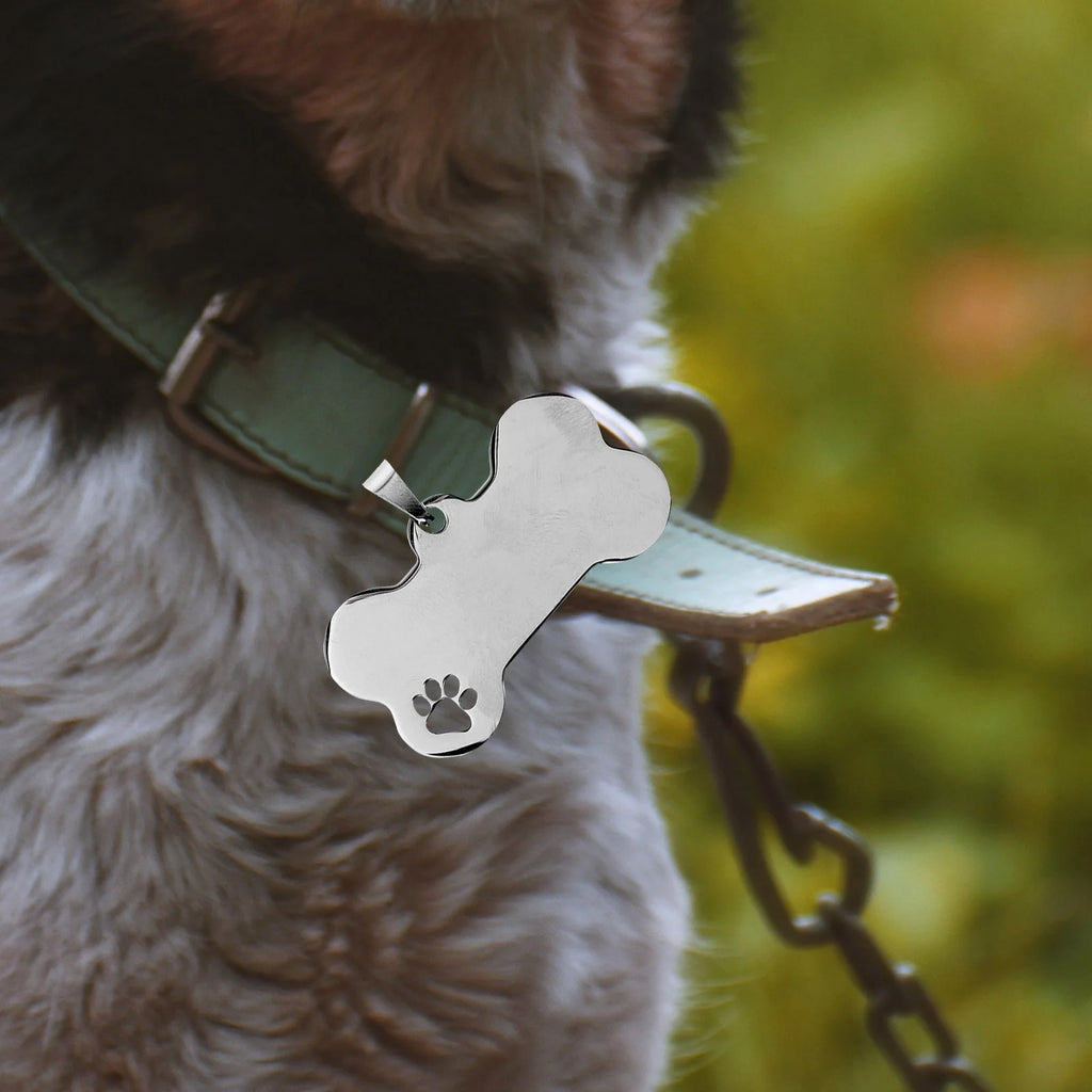 Engraved Stainless Steel Dog Tags bone shaped