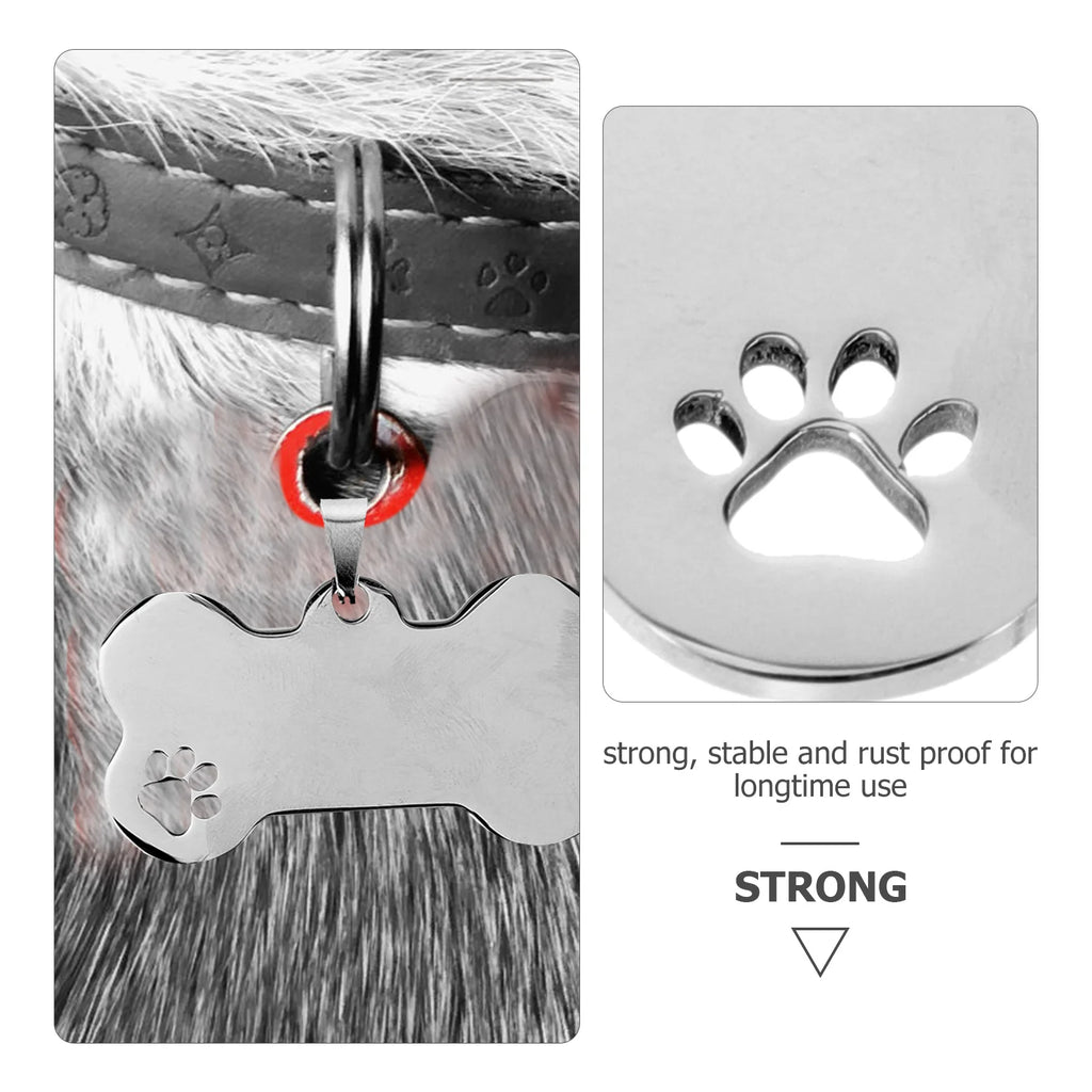 Engraved Stainless Steel Dog Tags bone shaped
