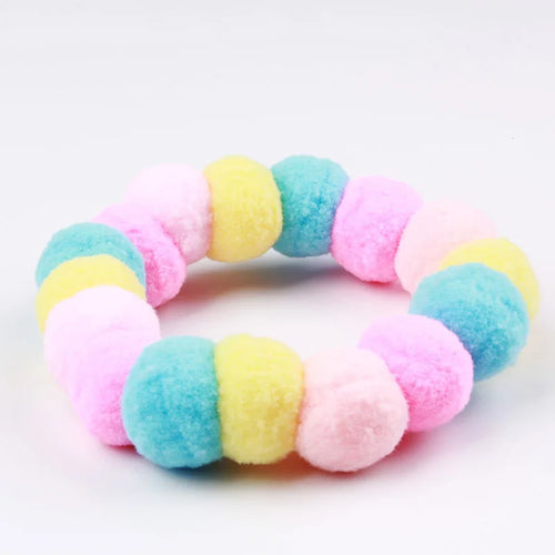 50pcs Elastic Plush Pom Ball Pet Collar Rainbow Flower Hair Decoration Dog Bowtie Necklace Pet Cat Bow Dog Grooming Accessories