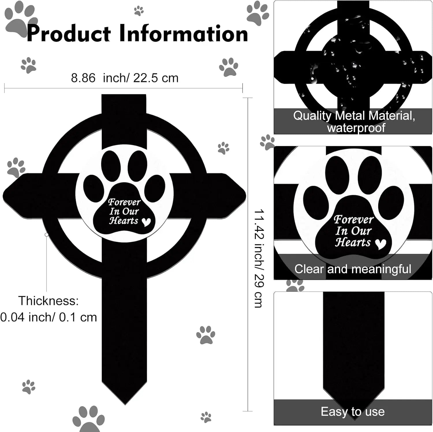 Metal Pet Memorial Stake with Paw Print