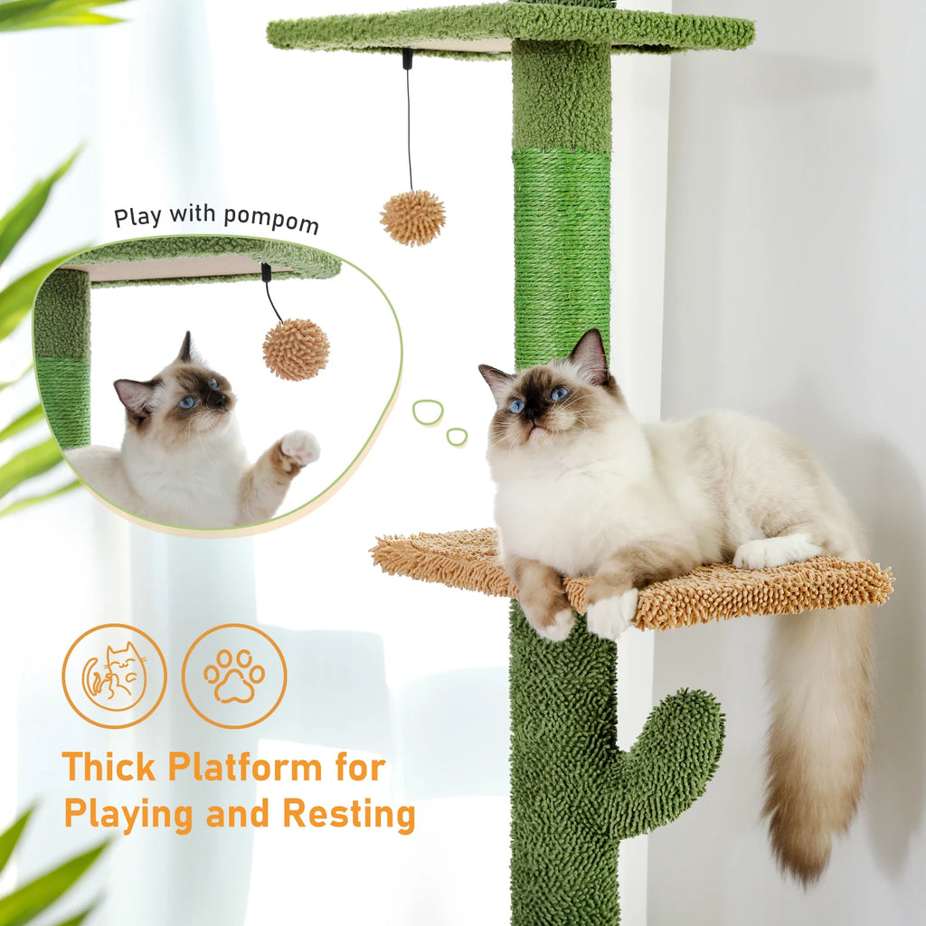 5-Tier Floor to Ceiling Cat Tower Tree with Scratching Post