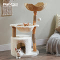 Cat Tree Tower with Large Woven Wicker Basket