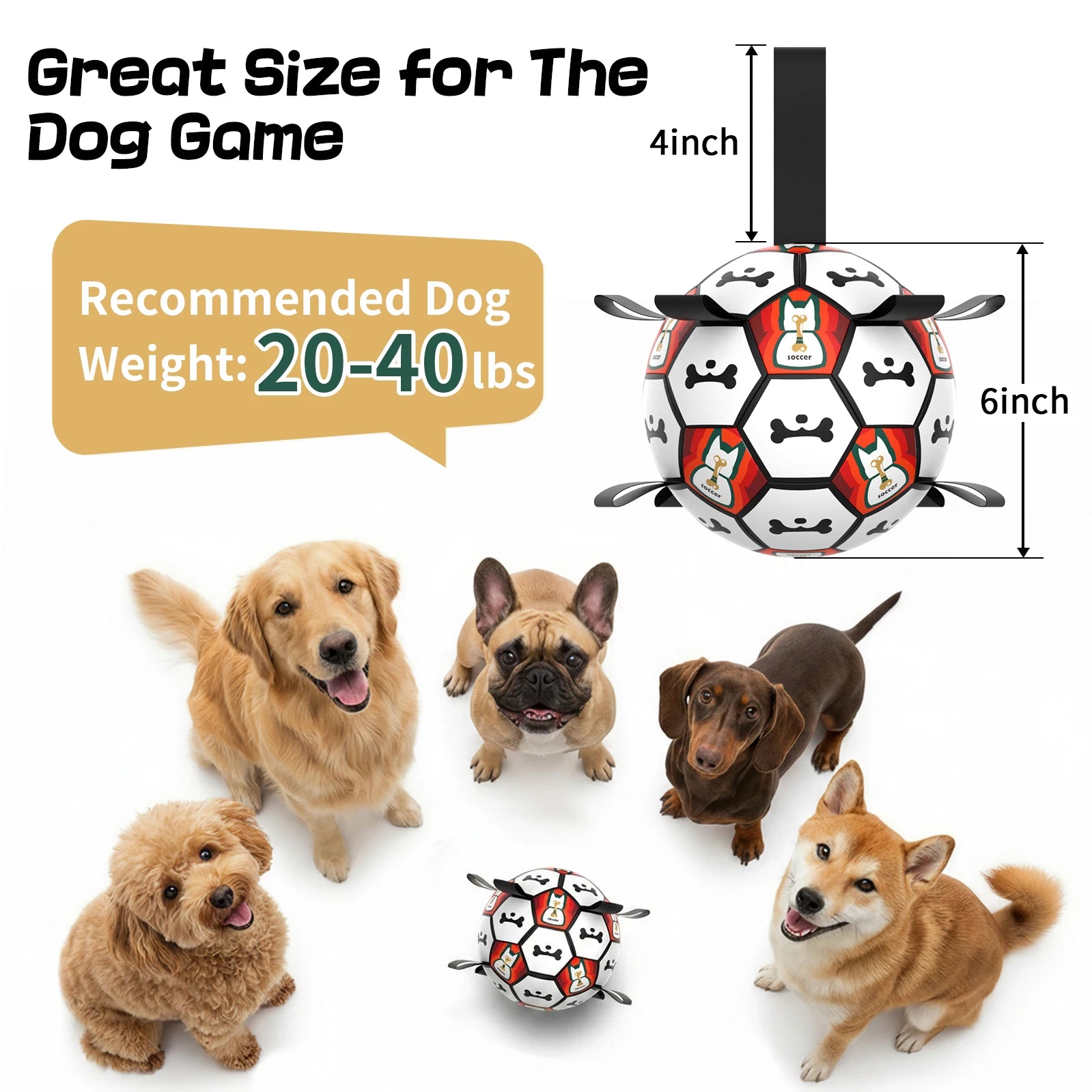 Soccer Ball with Handles Chew Resistant