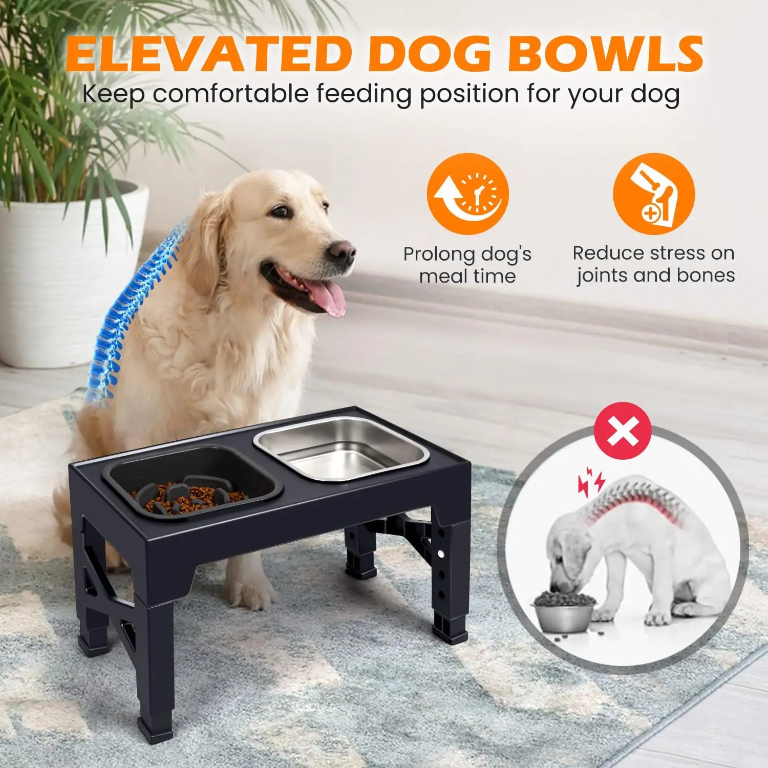Elevated Slow Feeder Dog Bowls,