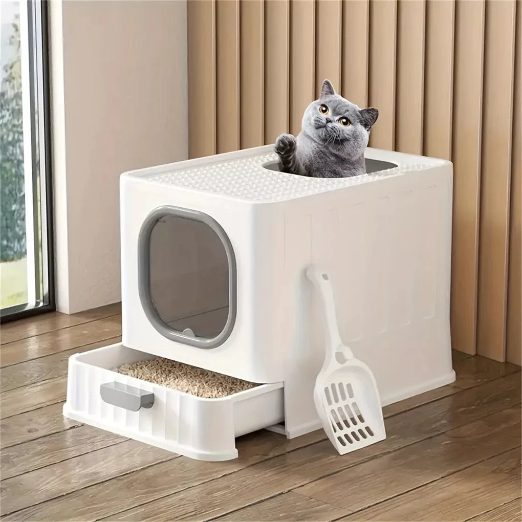 Enclosed Litter Box  with Scoop and Lid Anti-Splashing