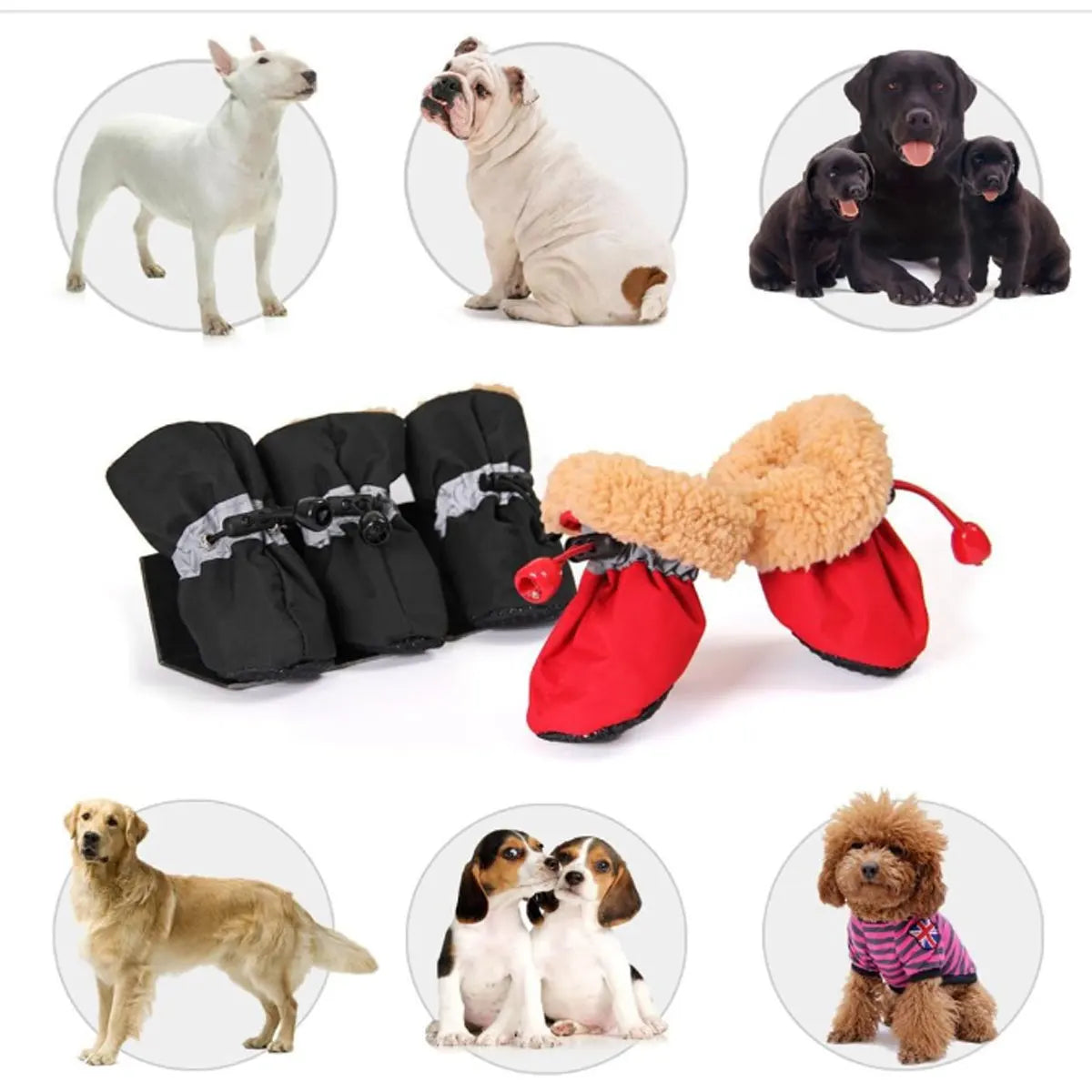 Pet Winter Boots Paw Protectors, Anti-Slip Rubber