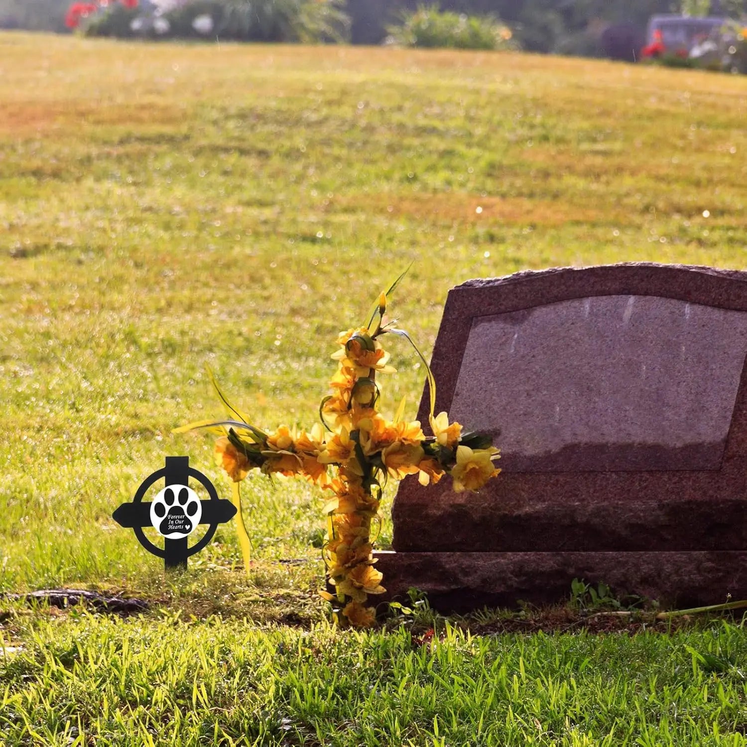 Metal Pet Memorial Stake with Paw Print