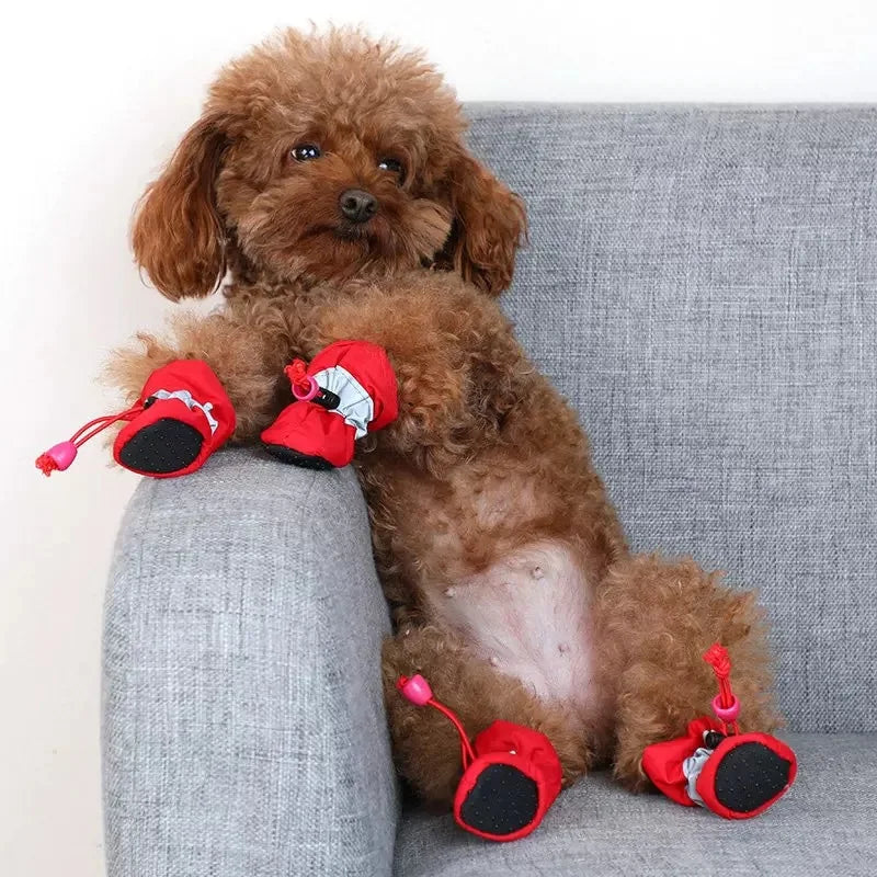 Pet Winter Boots Paw Protectors, Anti-Slip Rubber