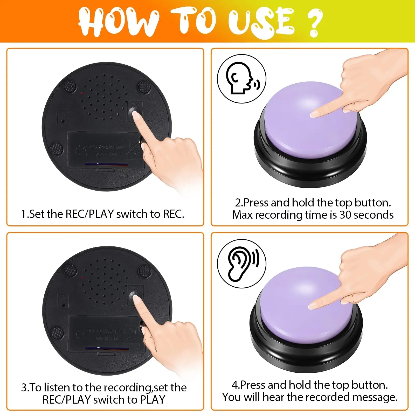 Voice Recording Button Pet  Training