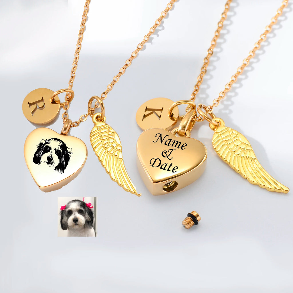 Pet stainless Steel Heart Ashes Urn Pendant Necklace