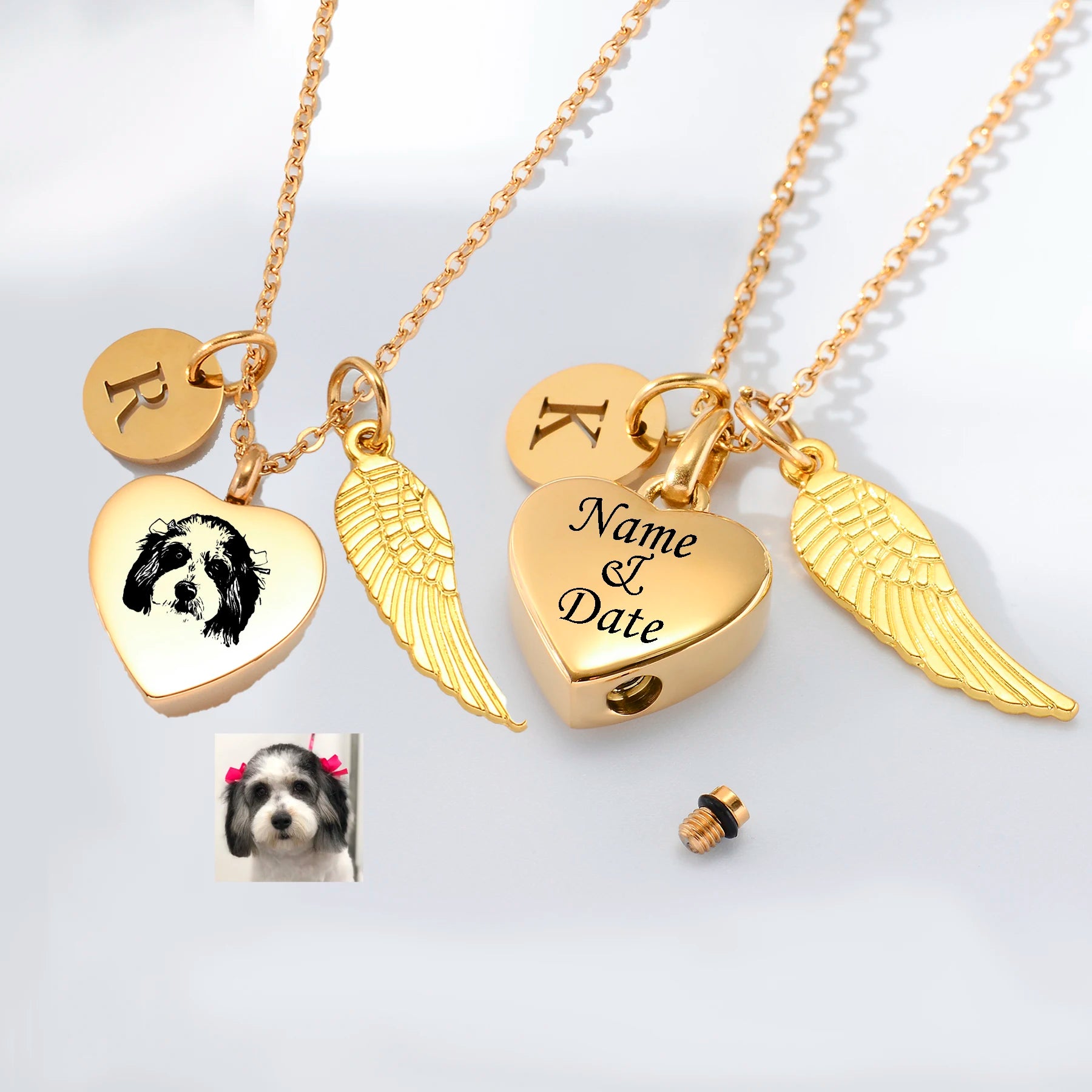 Pet stainless Steel Heart Ashes Urn Pendant Necklace