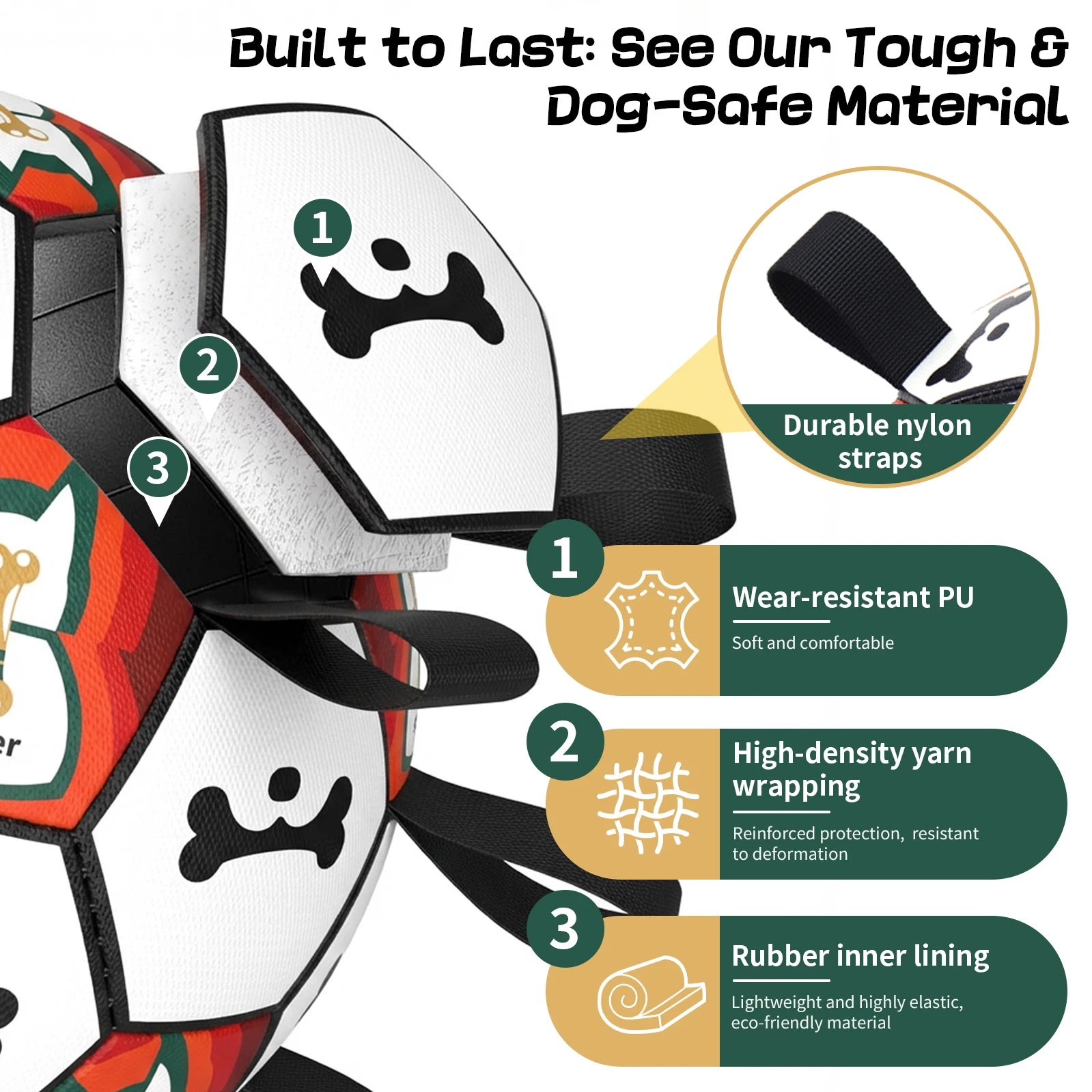 Soccer Ball with Handles Chew Resistant