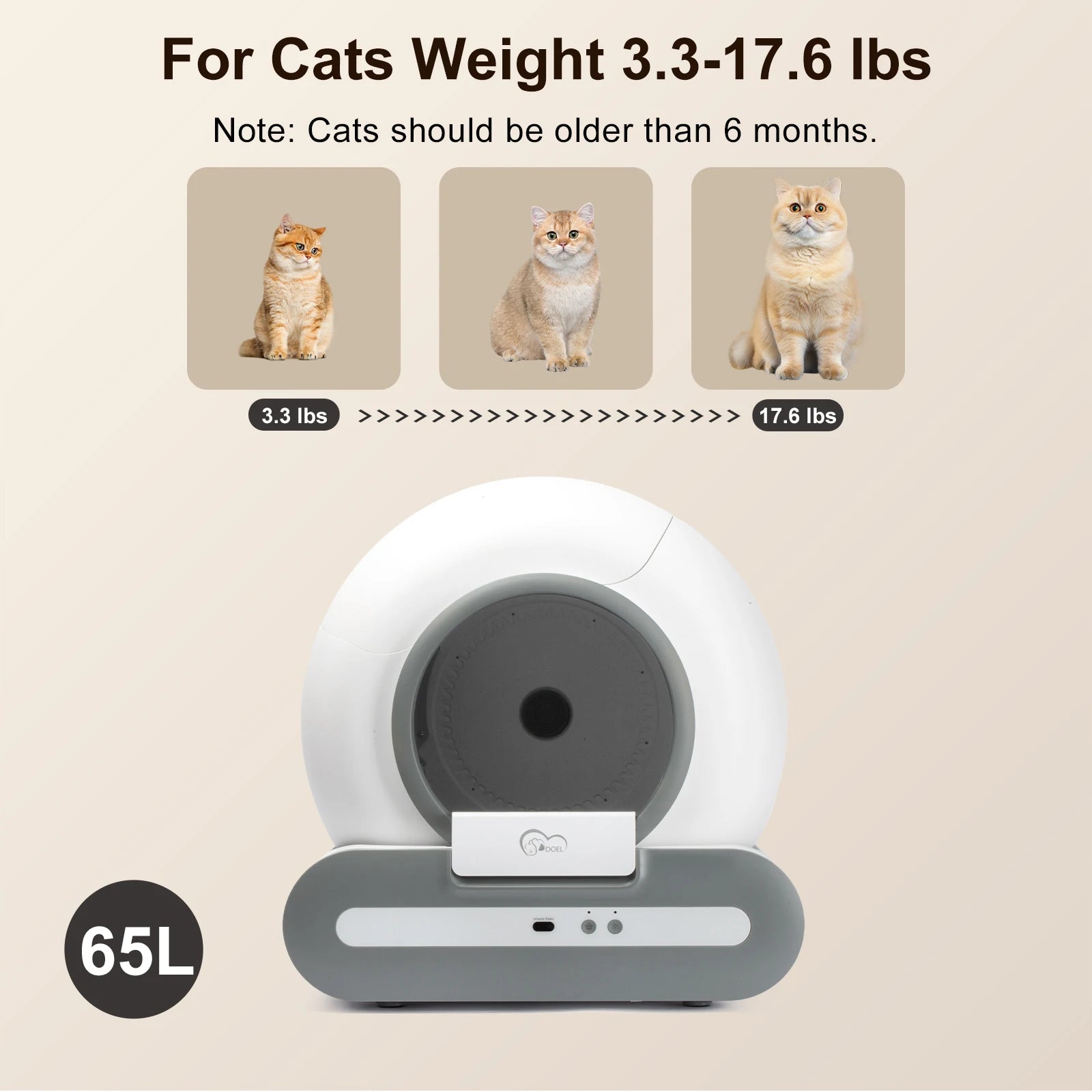 Self-Cleaning Cat Litter Box w/Litter Mat&Trash Bags