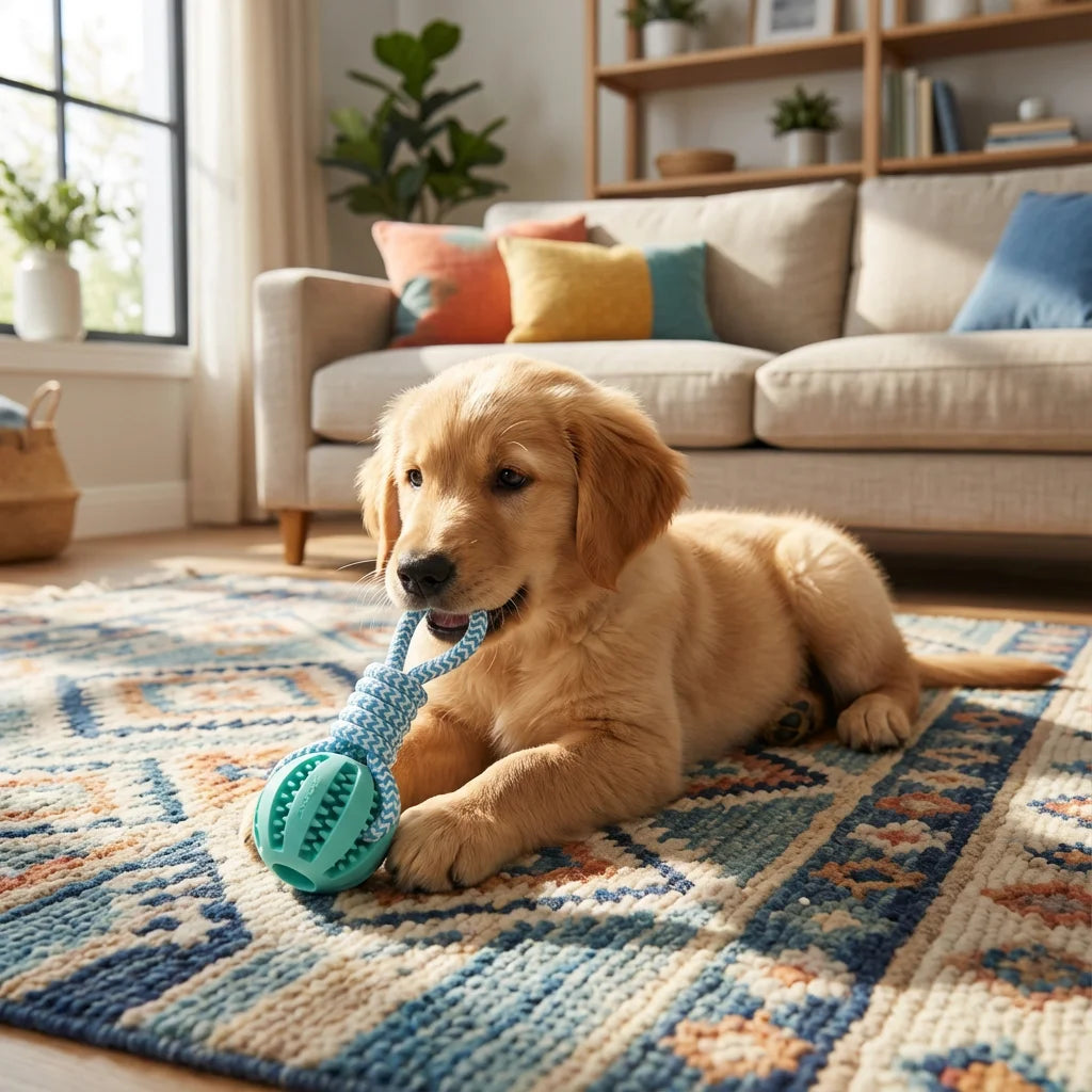 Cotton Rope & Rubber Chew Ball,